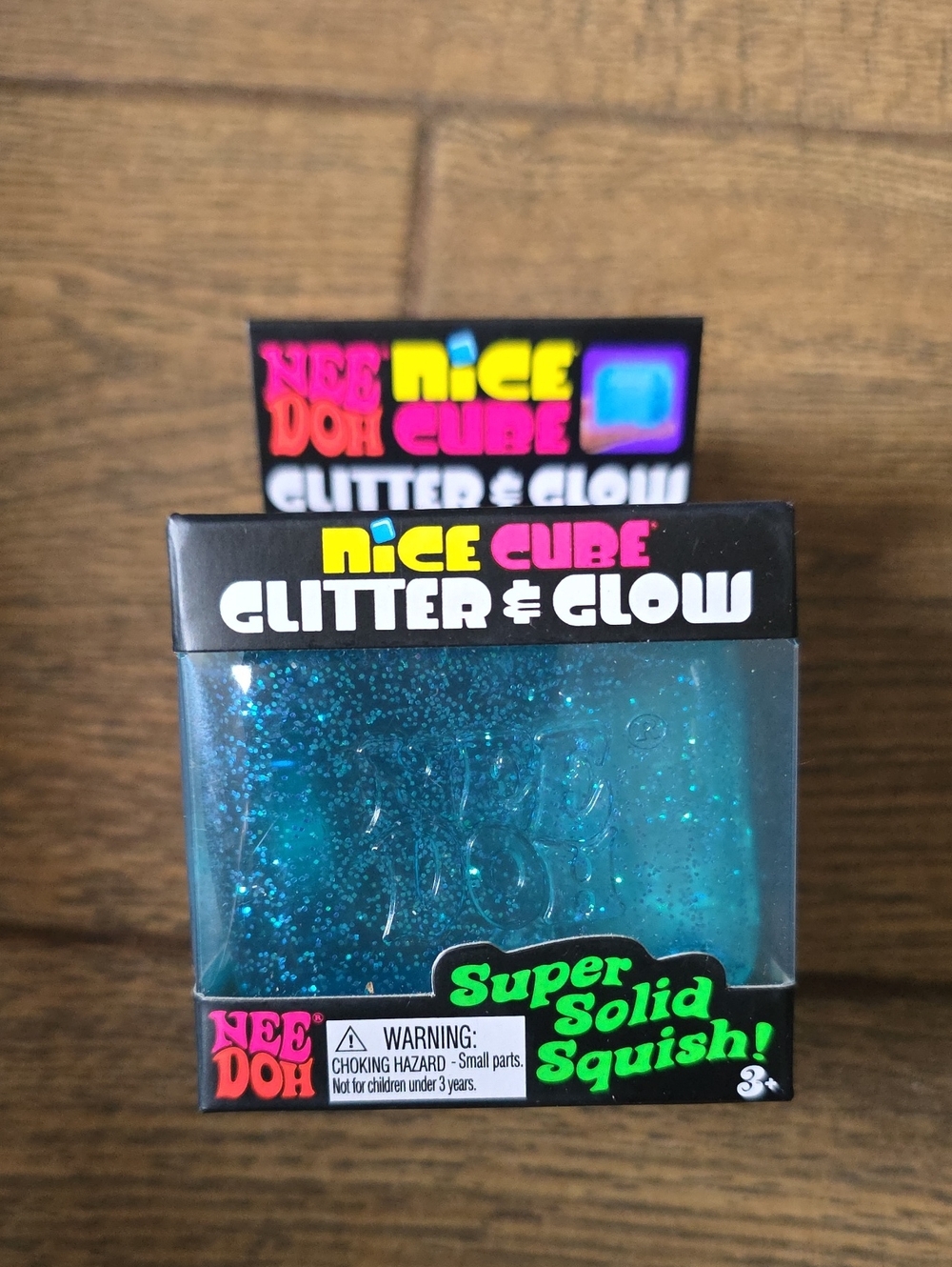 NeeDoh Nice Cube Glitter & Glow Super Solid Squish - Blue